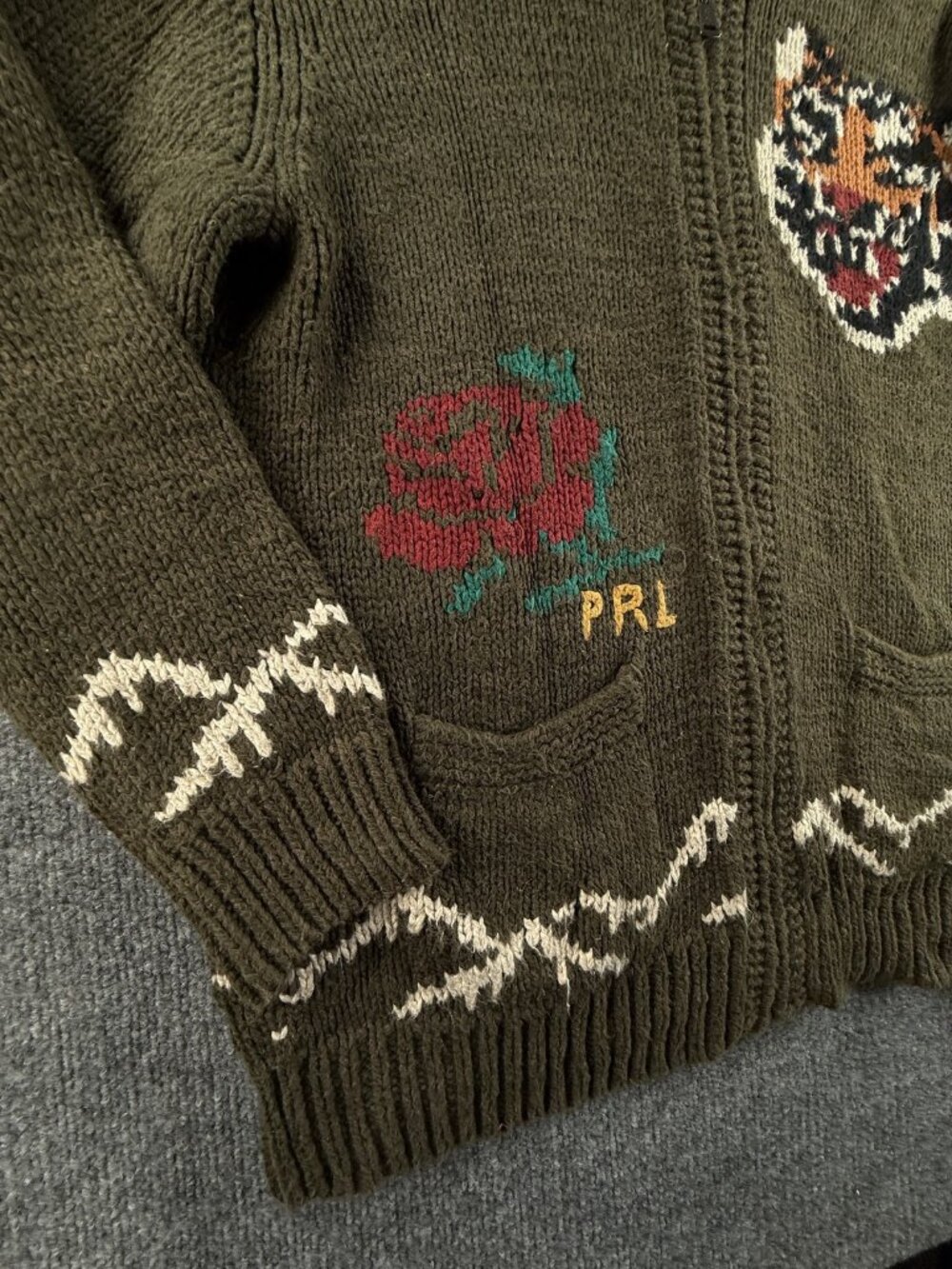 Polo Ralph Lauren Cowichan Tiger Heavyweight Chunky Knit Zip Cotton Linen Silk - Picture 2 of 16